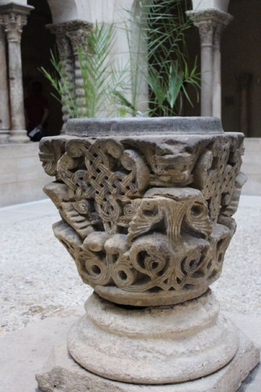 Ornate Carved Stone Planter in Cloister