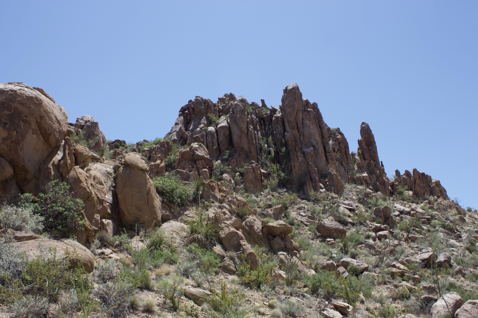 Desert Rocky Outcrop Under Clear Sky