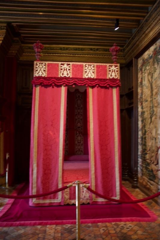 Red Canopy Bed in Historic Palace Chamber