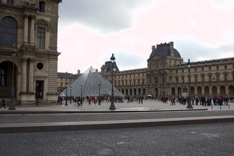 Louvre Museum Courtyard with Glass Pyramid