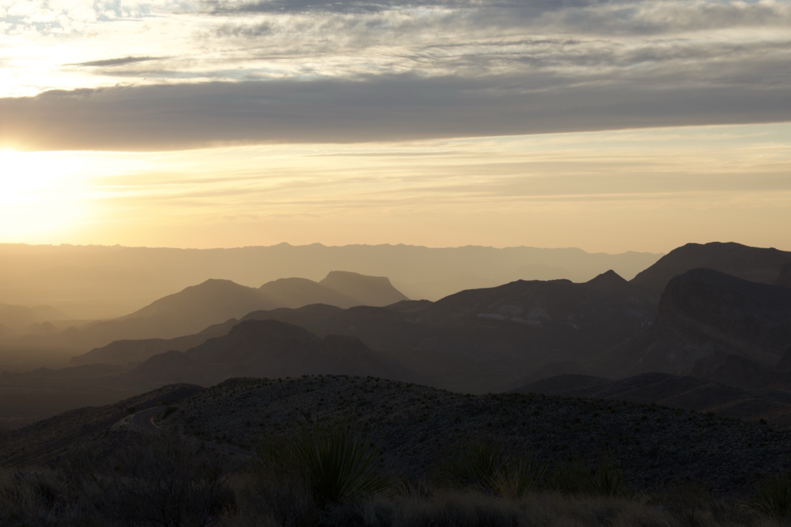 Desert Mountain Sunset Silhouette