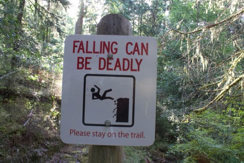 Falling Can Be Deadly Trail Warning Sign