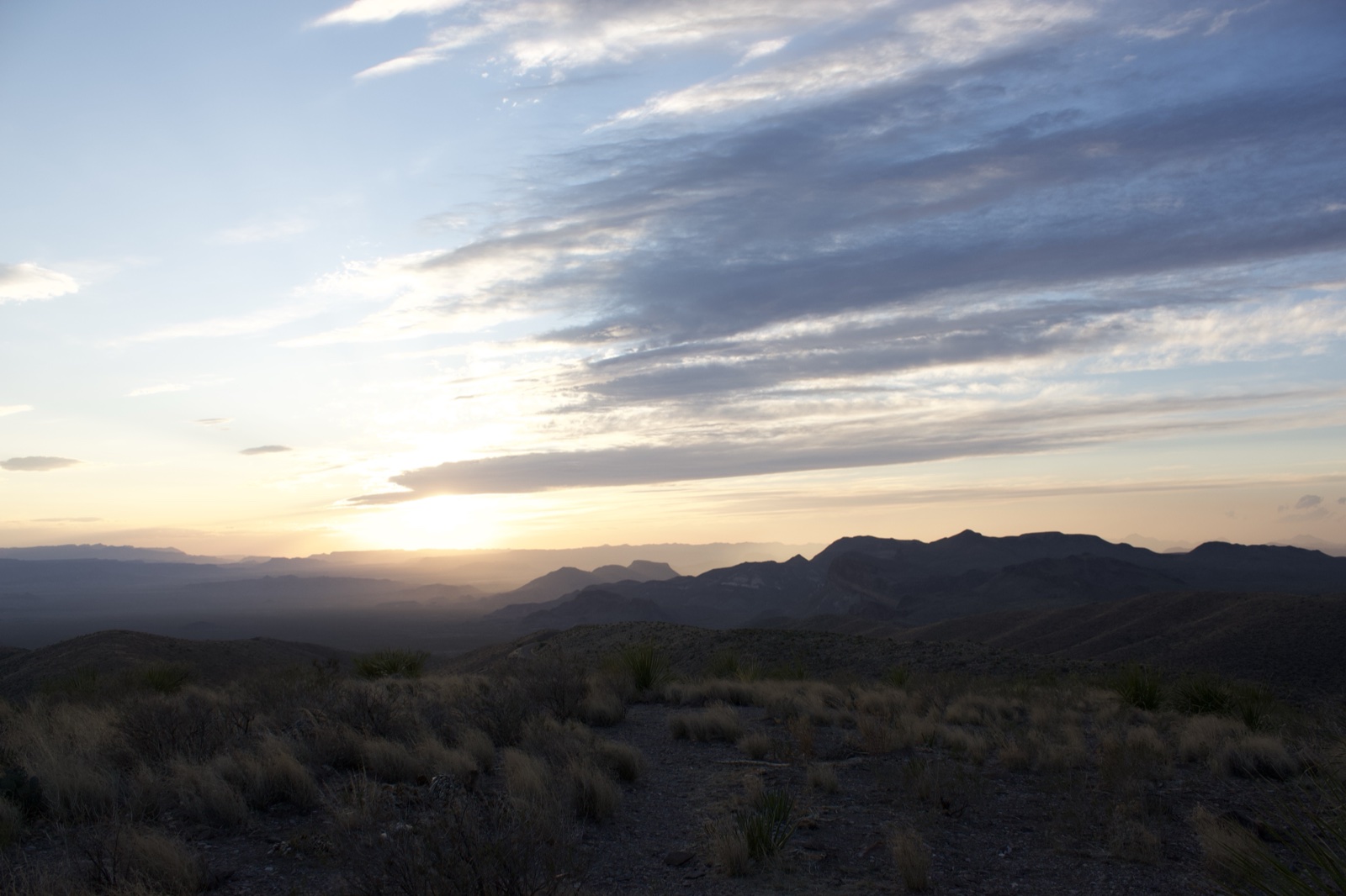 Desert Sunset Over Mountain Range