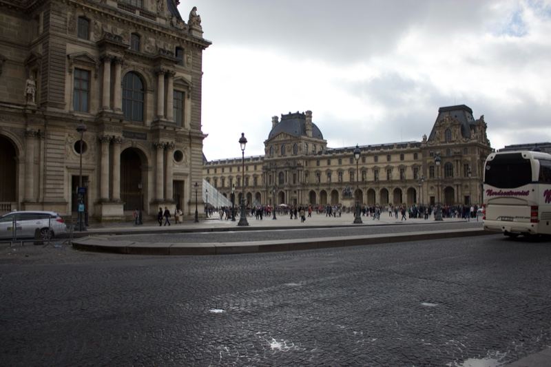 Louvre Palace Courtyard Paris Overcast Day