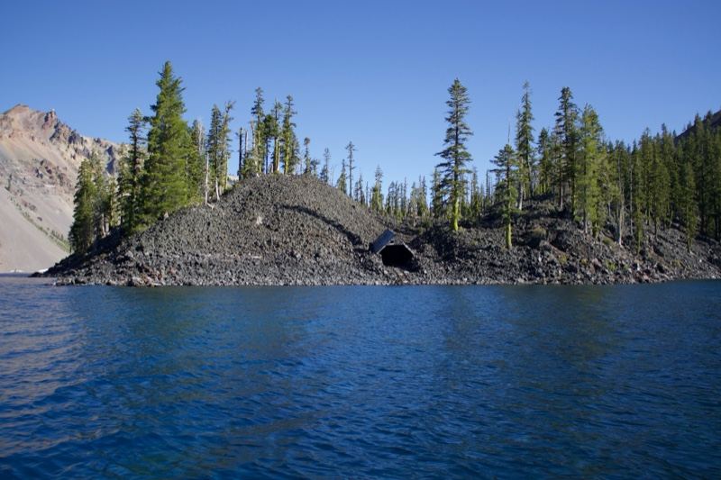 Volcanic Island in Blue Lake