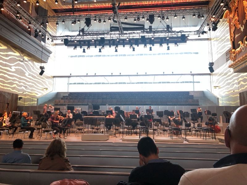Orchestra on stage in concert hall