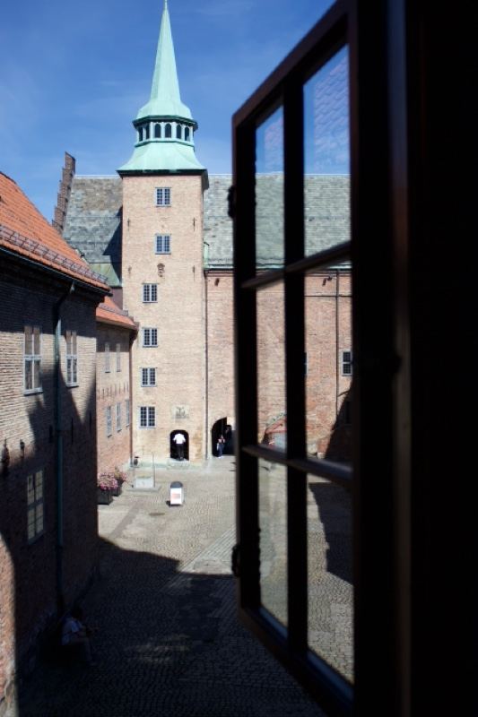 Castle Tower Viewed Through Window