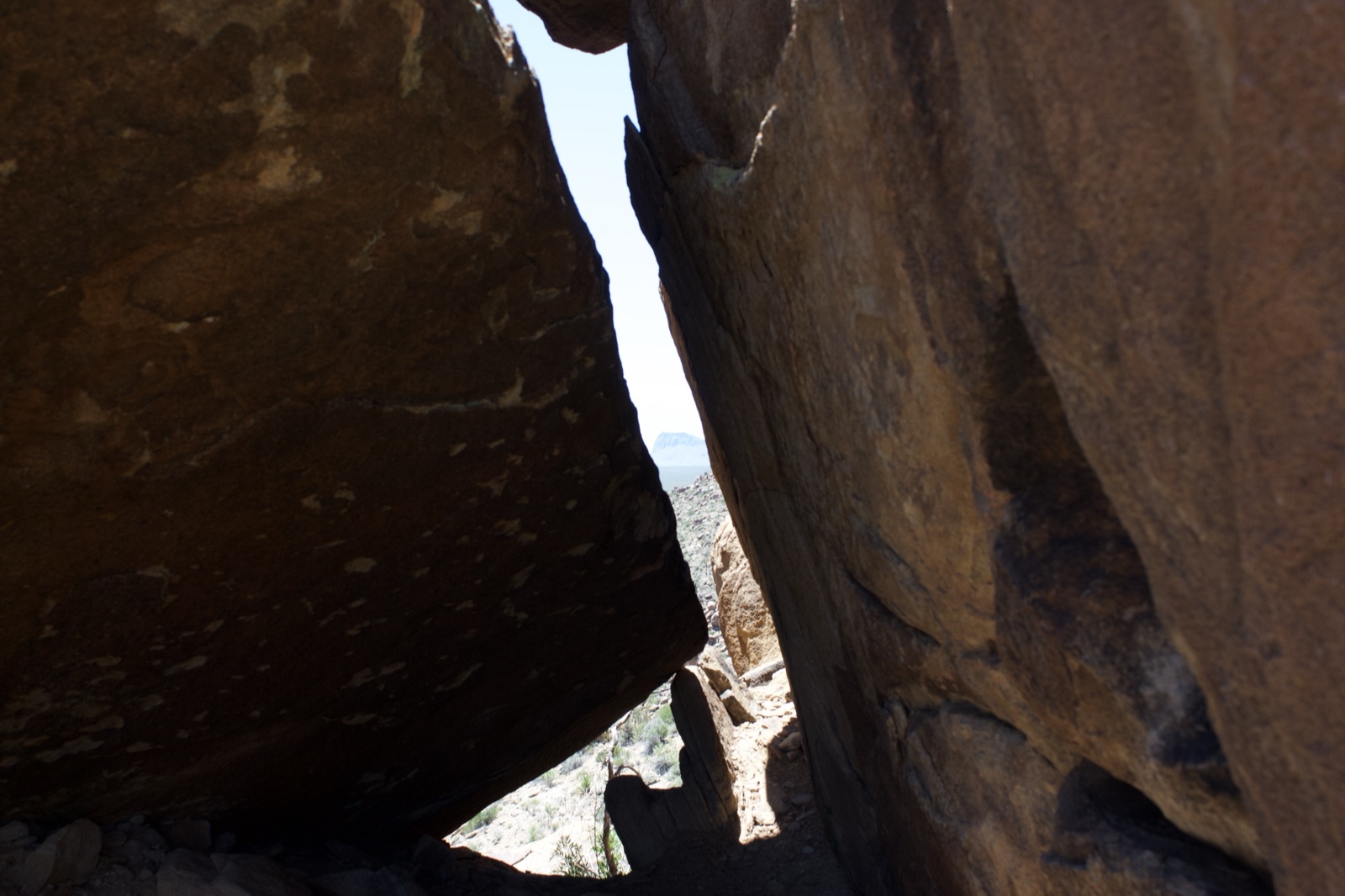 Rock Crevice With Sky View