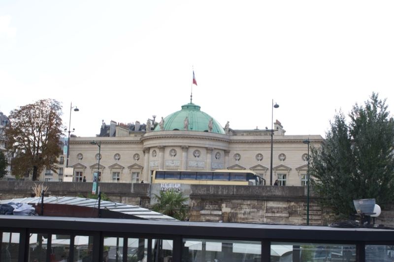 Palace with green dome on Seine