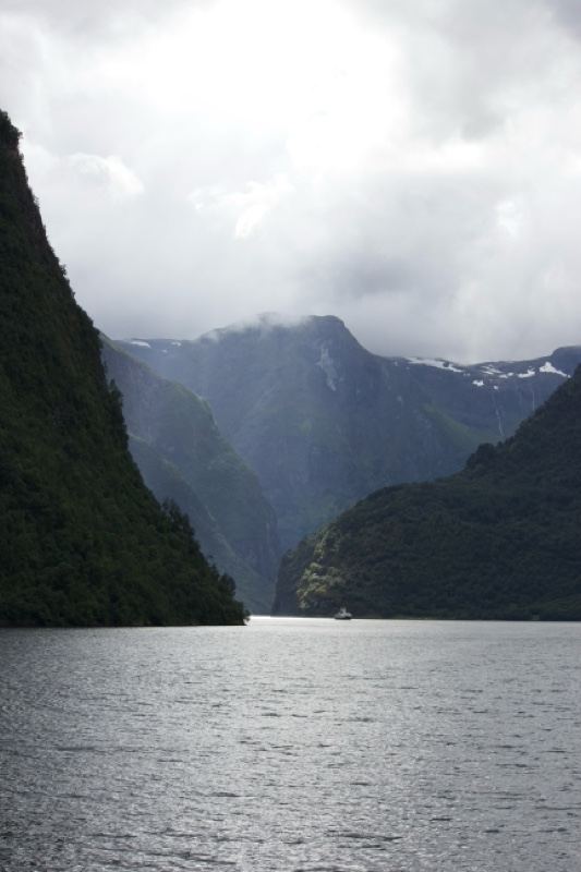 Fjord Mountains Under Overcast Sky