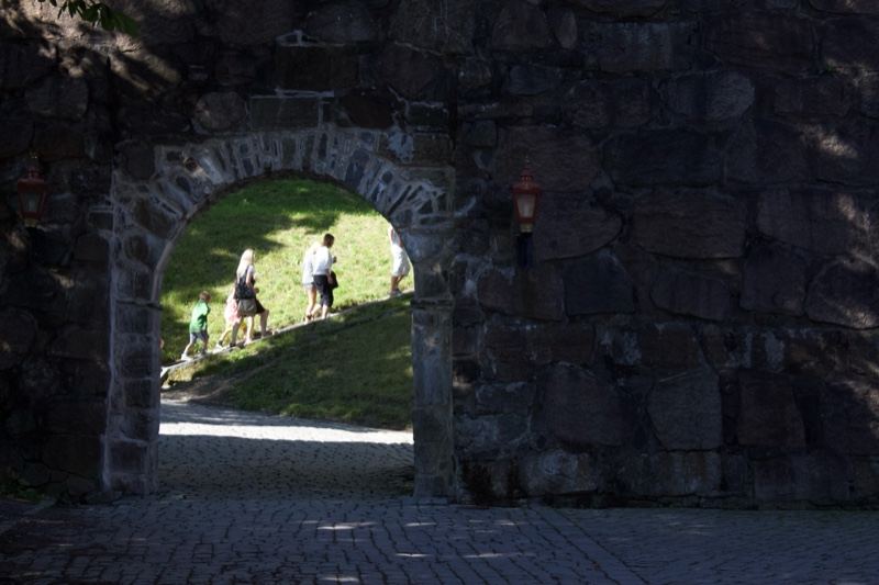 Stone Archway Framing Park Path