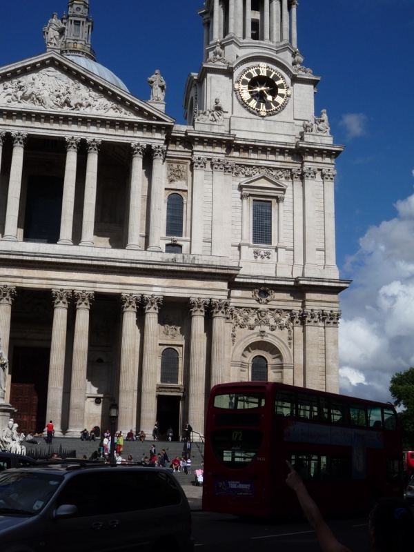 St Paul's Cathedral with red bus London