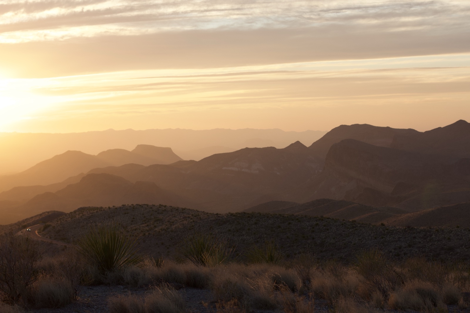 Desert Mountains at Golden Sunset