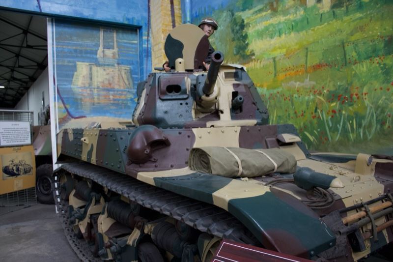Camouflaged Tank in Museum Exhibit