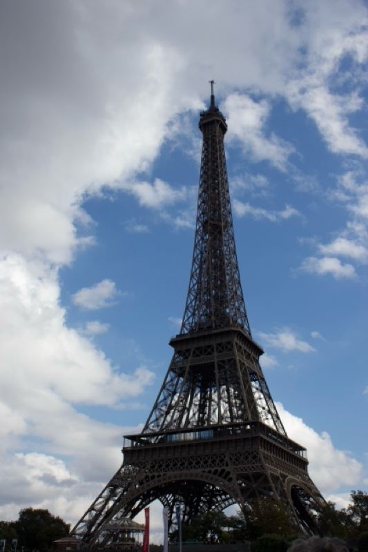Eiffel Tower Under Partly Cloudy Sky