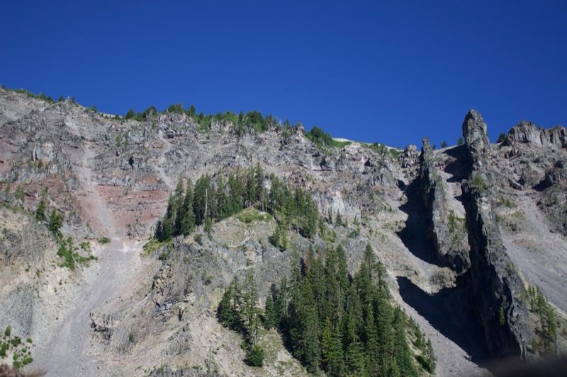 Rugged Mountain Cliff with Evergreen Trees