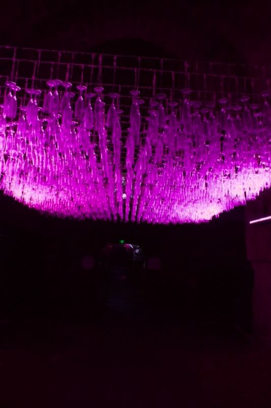 Purple Hanging Glass Installation
