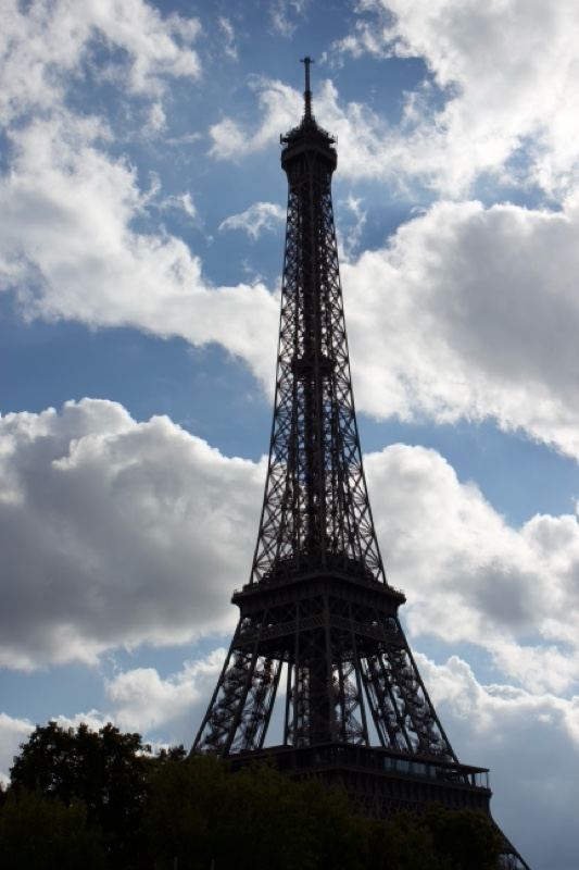 Eiffel Tower Silhouette Against Sky