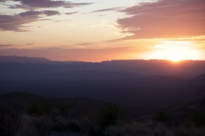 Desert Sunset Over Mountain Range