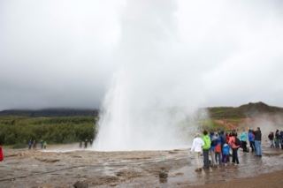 Geyser Eruption With Tourists Watching