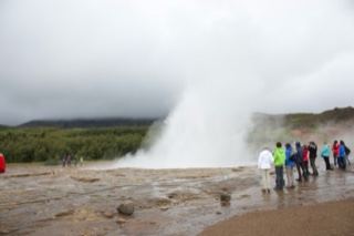 Geyser Eruption With Tourists Watching