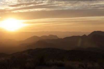 Desert Mountain Sunset Over Layers