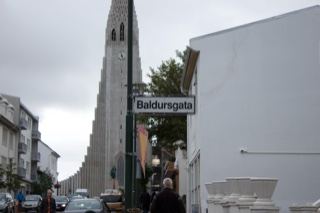 Hallgrímskirkja Tower Behind Street Sign