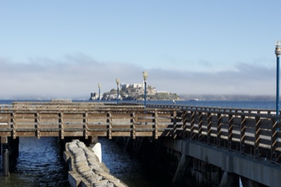 Wooden Pier Toward Alcatraz Island