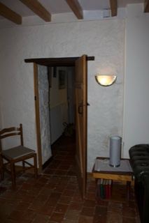 Interior hallway with open wooden door