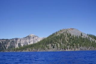 Volcanic Cone Over Deep Blue Lake