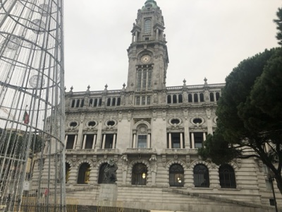 Porto City Hall Clock Tower Facade