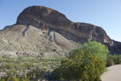 Desert Mountain with Layered Rock Formation