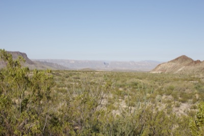 Desert landscape with distant mountains