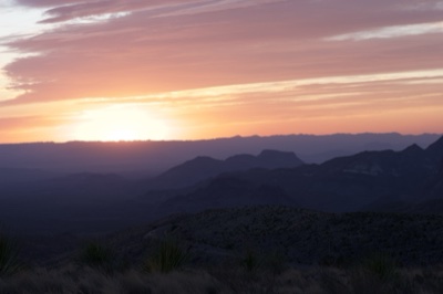 Desert Sunset Over Mountain Range
