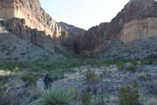 Desert Canyon with Hiker in Distance