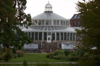 Glass conservatory in park