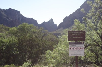 Wisdom Trailhead Sign in Mountains