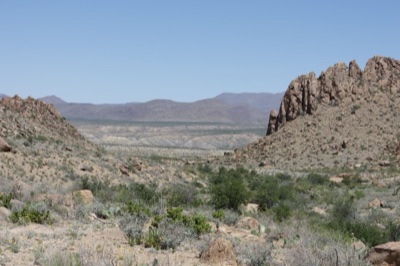 Arid Desert Valley With Rocky Peaks