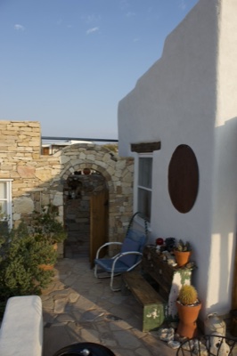 Mediterranean Courtyard with Stone Arch