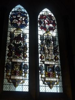 Gothic stained glass heraldic windows