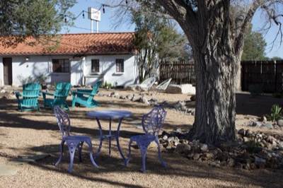 Desert Courtyard Patio with Turquoise Chairs