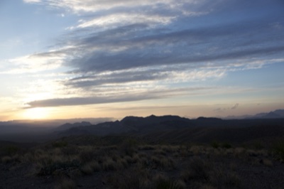 Desert Sunset Over Mountain Range