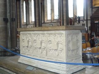 Ornate Stone Tomb in Cathedral Interior