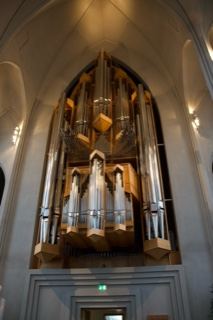 Pipe Organ in Gothic Church Interior