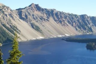 Crater Lake Caldera View with Pine
