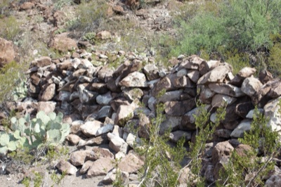 Dry Stone Wall in Desert Hillside