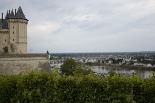 Château overlooking river town