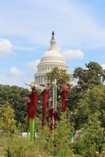 Capitol Dome with Red Sculptures