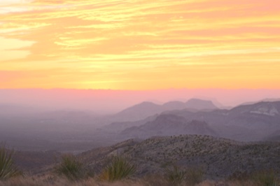 Desert Sunset Over Mountain Range