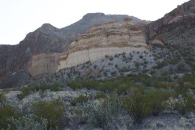 Desert Butte and Mountains Landscape